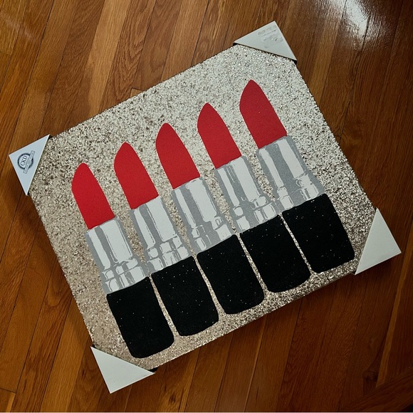 Colleen Karis Designs - Gold Glitter Red Lipstick artwork, canvas, BRAND NEW!!! - Picture 2 of 12